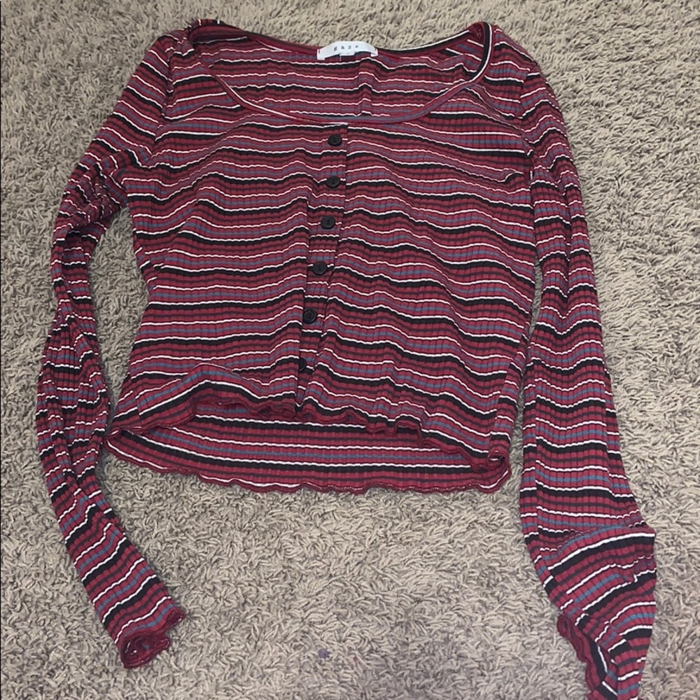 Striped long sleeve crop top